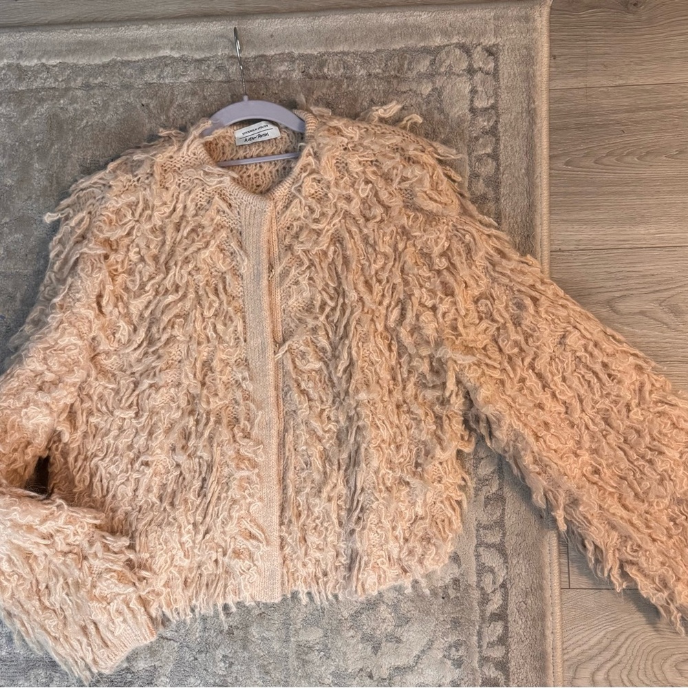 & Other Stories Fuzzy Tan Bomber Jacket